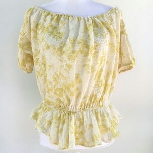 Free People NWT yellow/wht off shoulder top